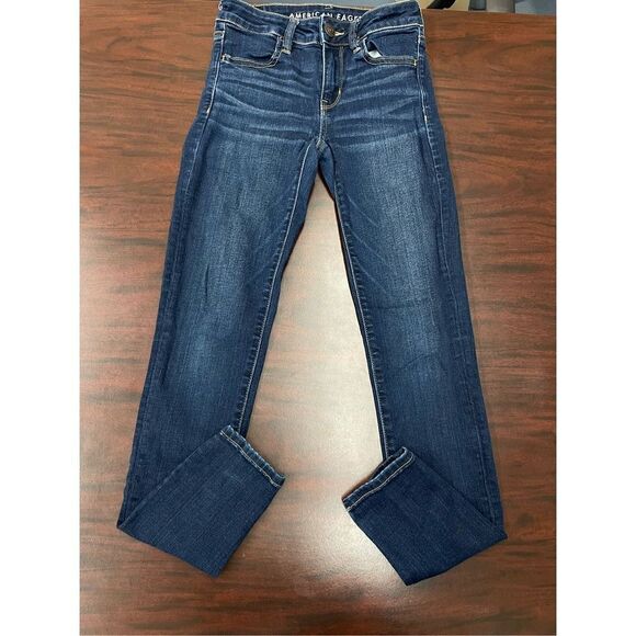 American Eagle Next Level Stretch Dark Wash Jeggings Size 0 Denim Jeans - Picture 1 of 8